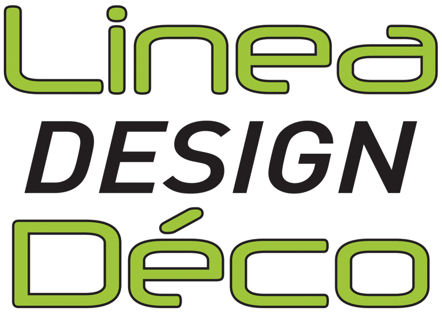 logo Linea Design Déco sur fond noir.