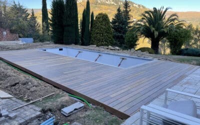 Terrasse en ipé sur 2 côtés d’une piscine